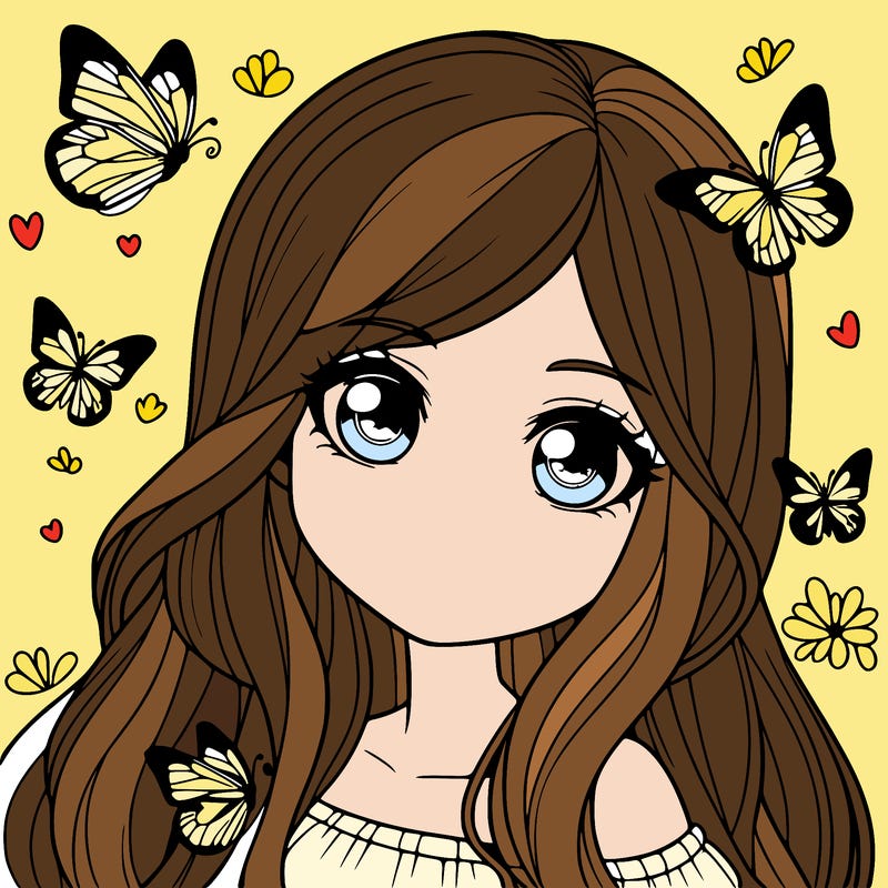 realistic girl with butterflies around her