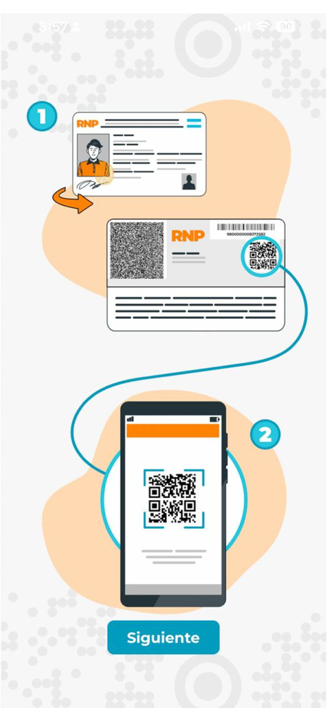 Step-by-step instructions showing how to scan a Honduran DNI QR code using a smartphone with the RNP MOVIL app.