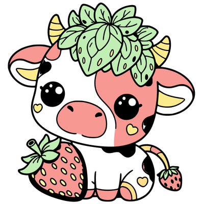 cute strawberry cow