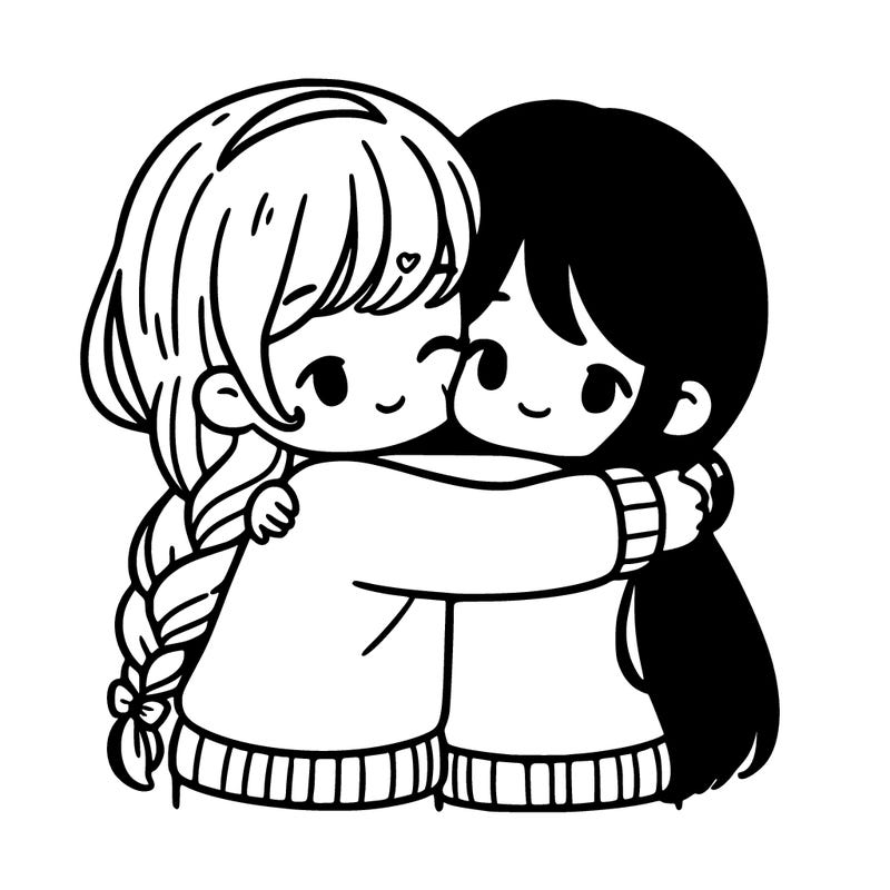 a girl hugging her sister