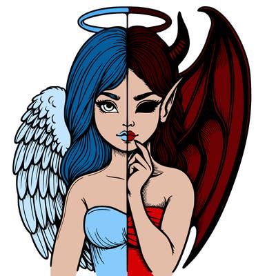 realistic angel half demon