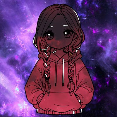 a realistic girl with a oversized hoodie and she has braids