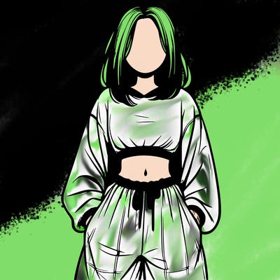 realistic girl faceless with baggy pants and a crop top