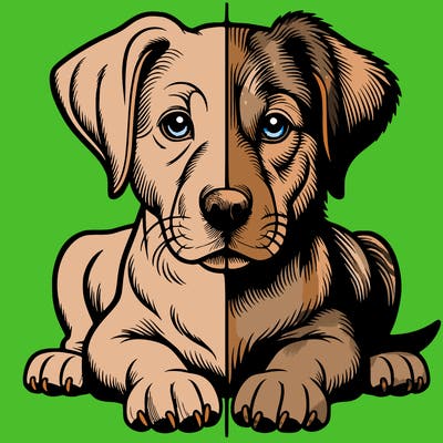 realistic dog split picture