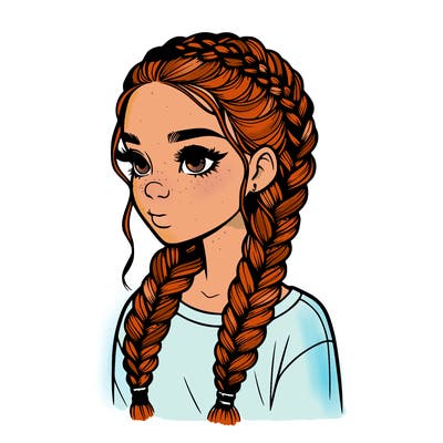 realistic girl with braids