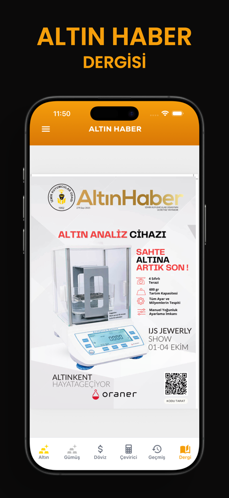 Screenshot of the IZKO mobile app showing the Altin Haber jewelry magazine page.