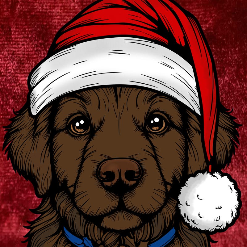 realistic dog with a christmas hat