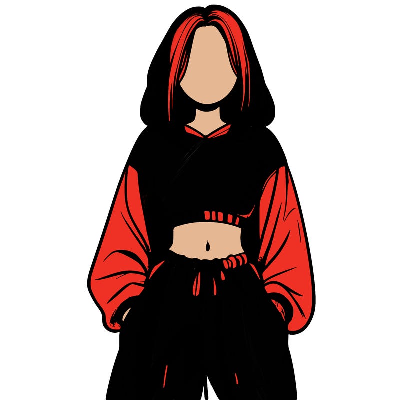 realistic girl faceless with baggy pants and a crop top