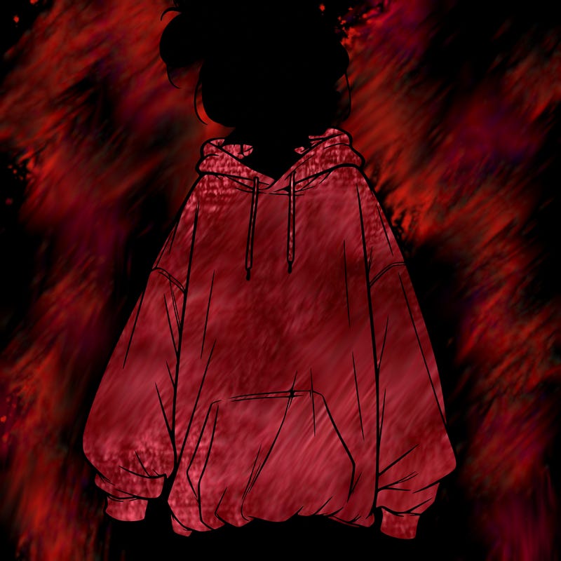 realistic girl with a oversized sweatshirt on and a bun