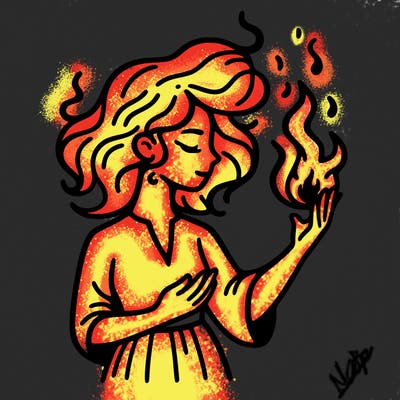 woman with fire