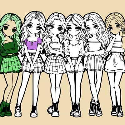 a group of girls realistic