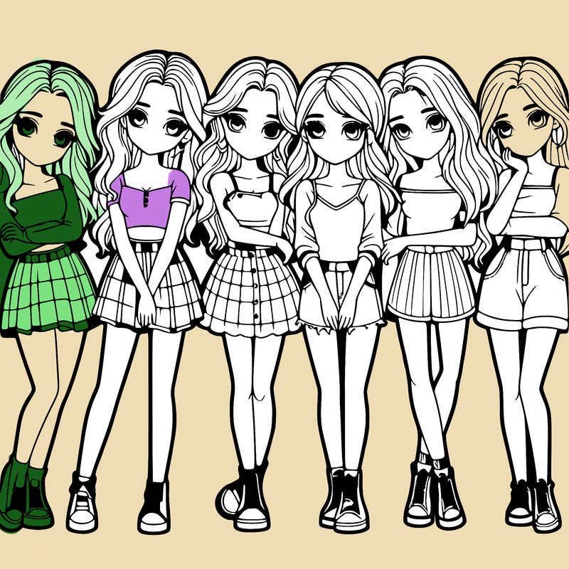 a group of girls realistic