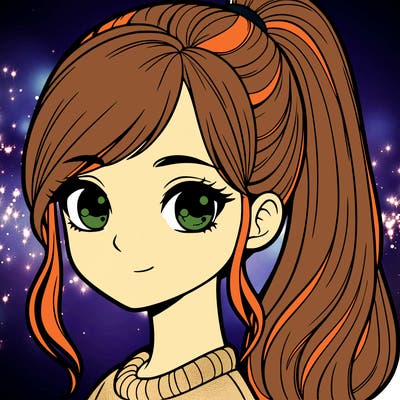 realistic girl with a ponytail