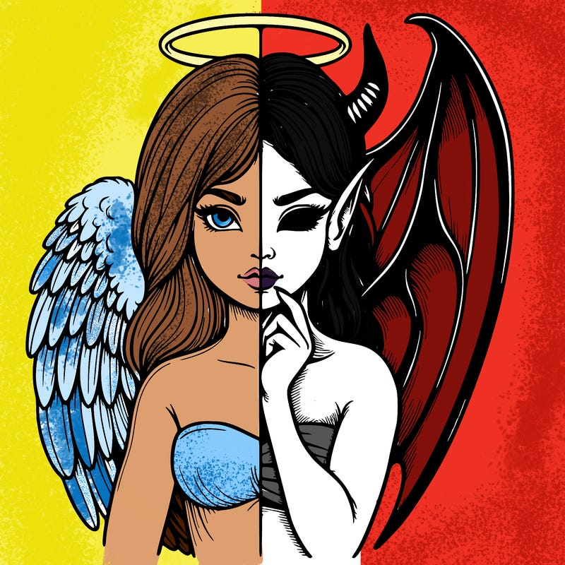 realistic angel half demon