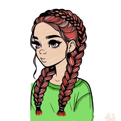 realistic girl with braids
