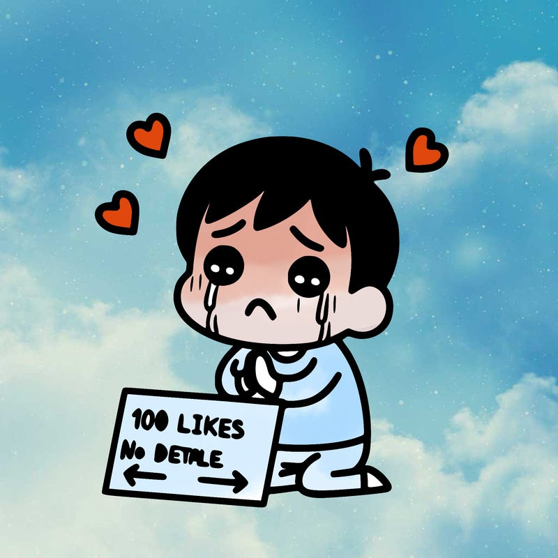 sad person begging for 100 likes