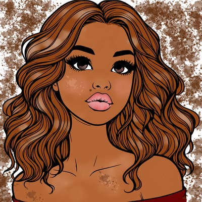 realistic girl with wavy hair and lips