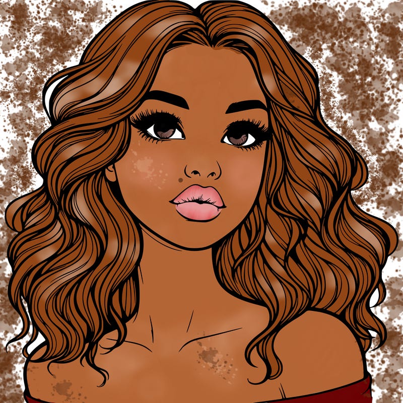 realistic girl with wavy hair and lips