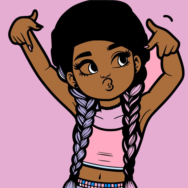 realistic teenage girl with braids and a beanie and crop top doing 🫶🏼