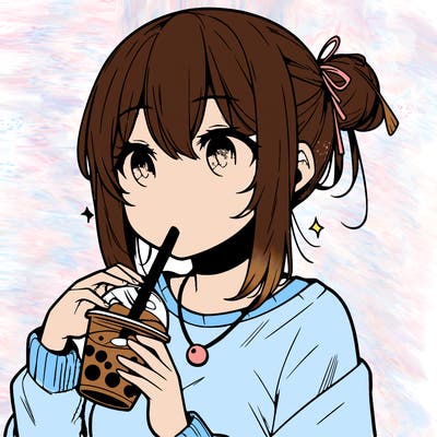 manga character drinking boba