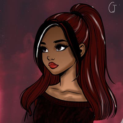 realistic girl with a high ponytail