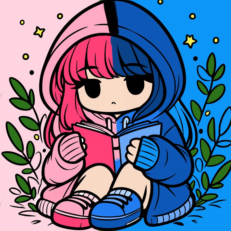 girl in oversized hoodie reading a book