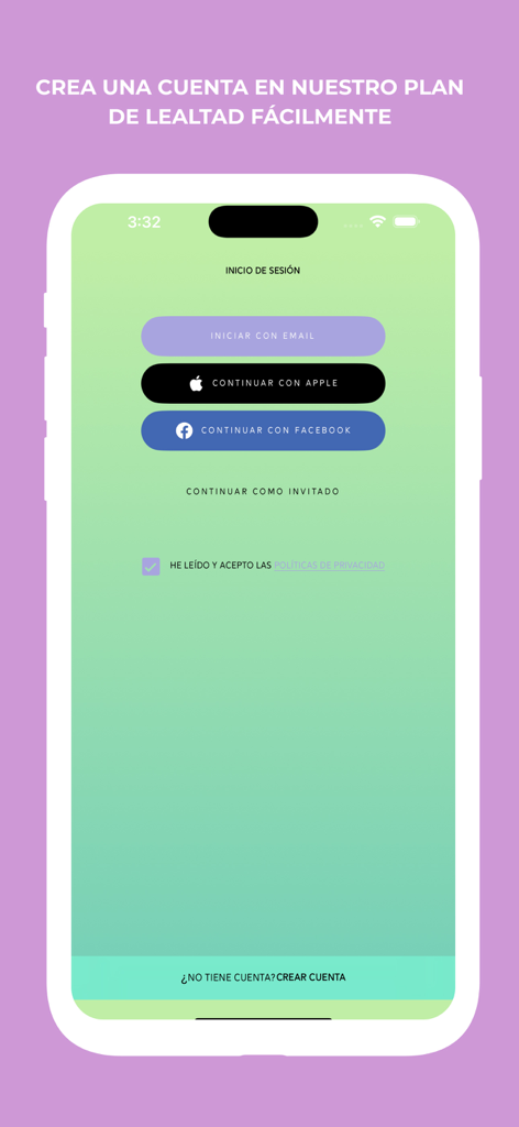 Moyo Costa Rica Mobile-App Authentifizierungsbildschirm für das Treueprogramm