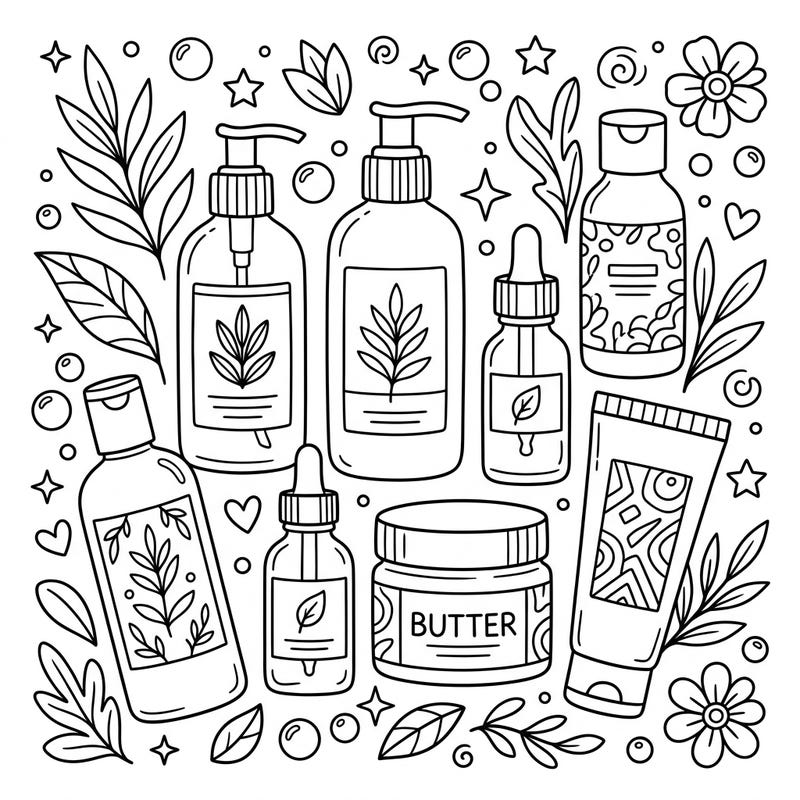 Dive into a world of bubbly fun with this delightful coloring page featuring various body skincare products. Perfect for young artists, this template helps kids explore healthy habits in a creative and engaging way.