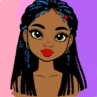 a realistic black girl with braids