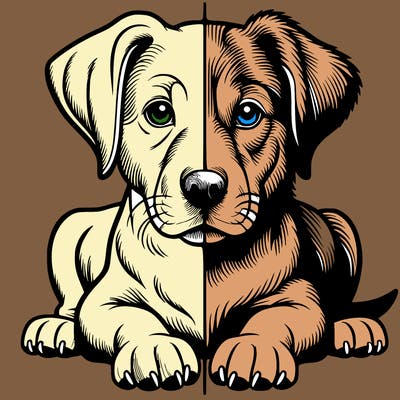 realistic dog split picture