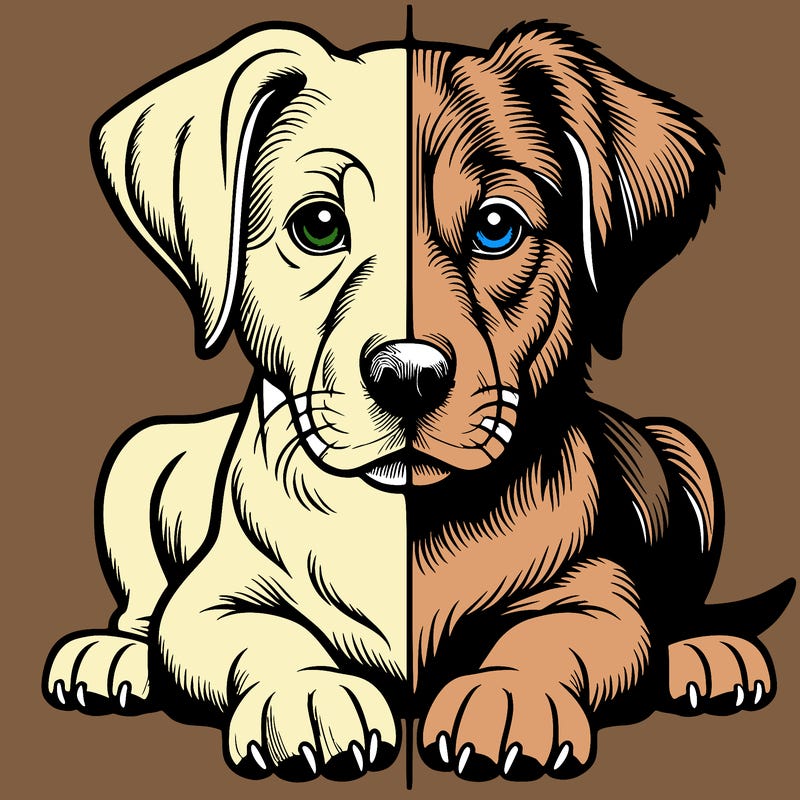 realistic dog split picture