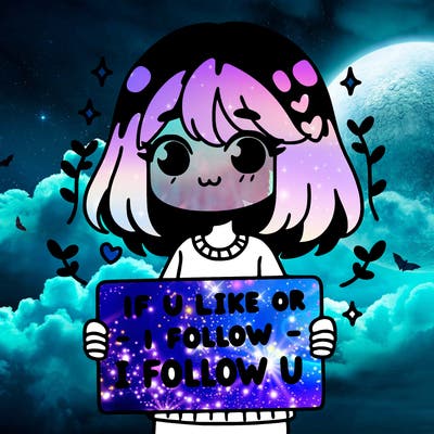 a girl holding a sign that says if u like or follow i will follow u