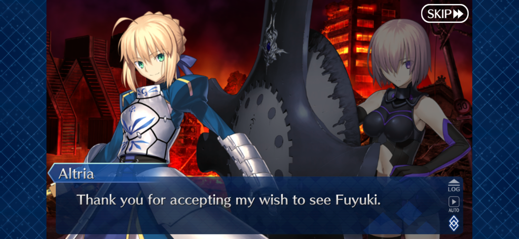 Fate/Grand Order (English) - Altria and Mash Kyrielight in a visual novel story scene from Fate Grand Order