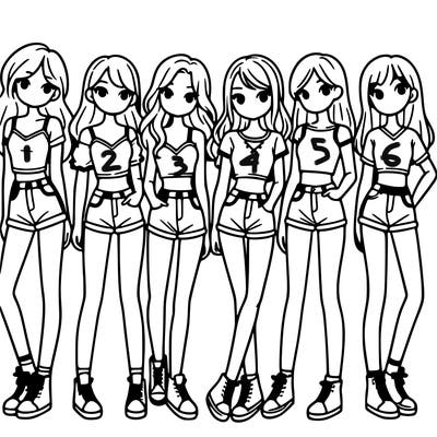 a group of girls wearing crop tops and shorts