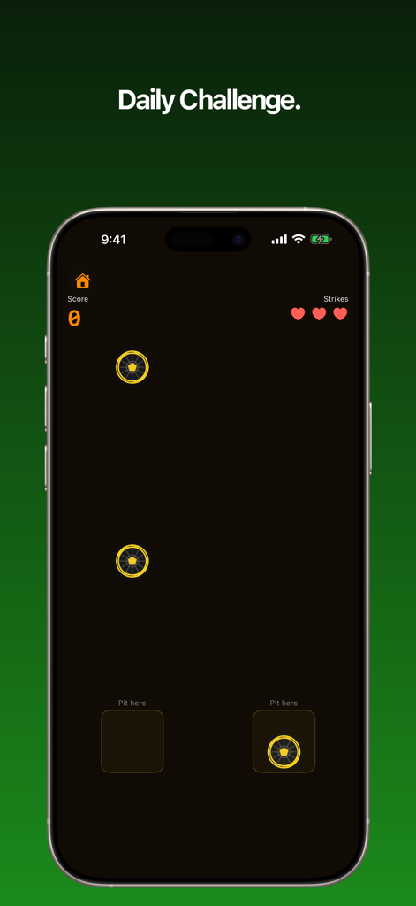 Lights Out: Reaction Time Game - Gameplay screenshot of the Pit Lane daily challenge in the Lights Out reaction time game