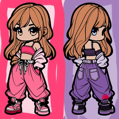 girl in crop top and baggy pants