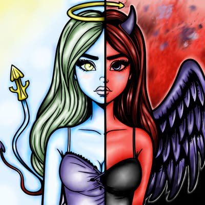 devil vs angel realistic girl