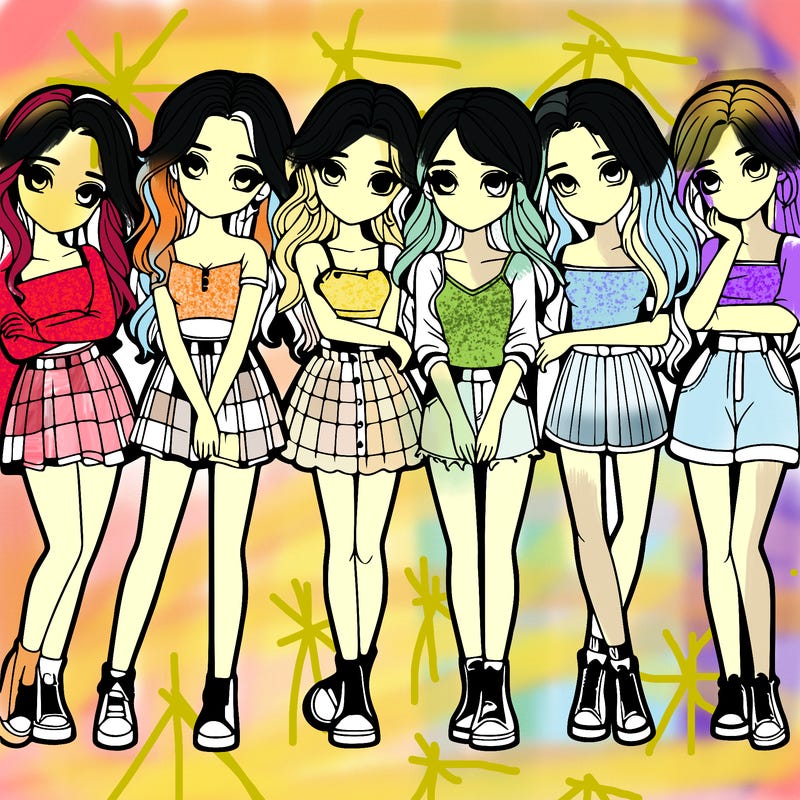 a group of girls realistic