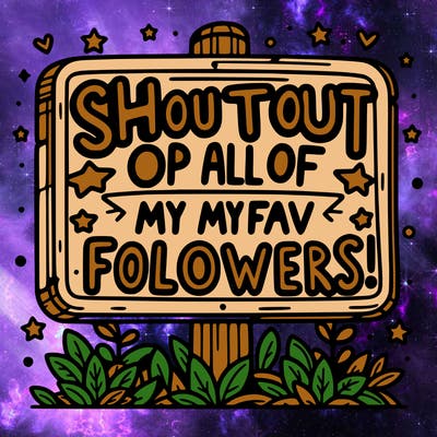 a sign saying shoutout to  all of my fav followers!
