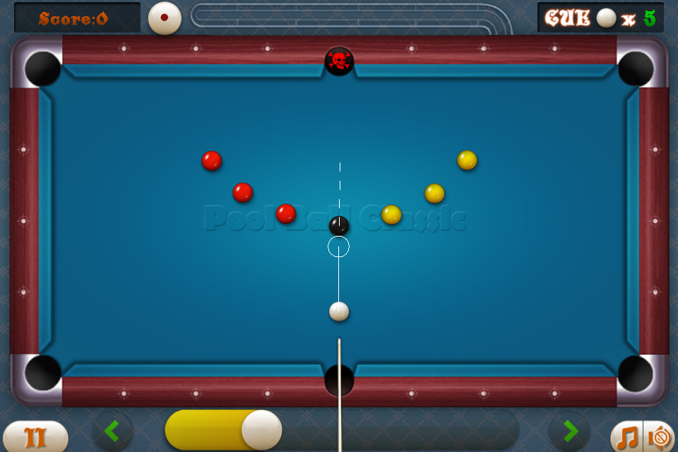 Pool Ball Classic - Top down view of a blue billiards table in the Pool Ball Classic mobile game