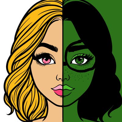 realistic girl split half