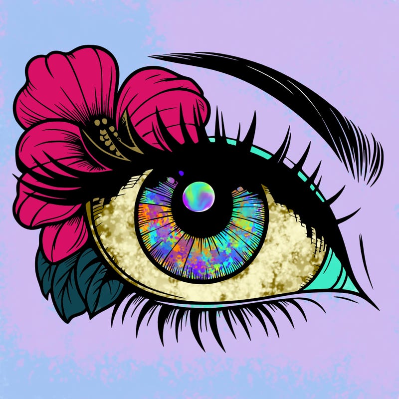 realistic eye with flower
