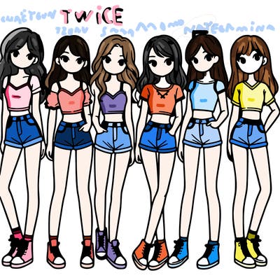 a group of girls wearing crop tops and shorts