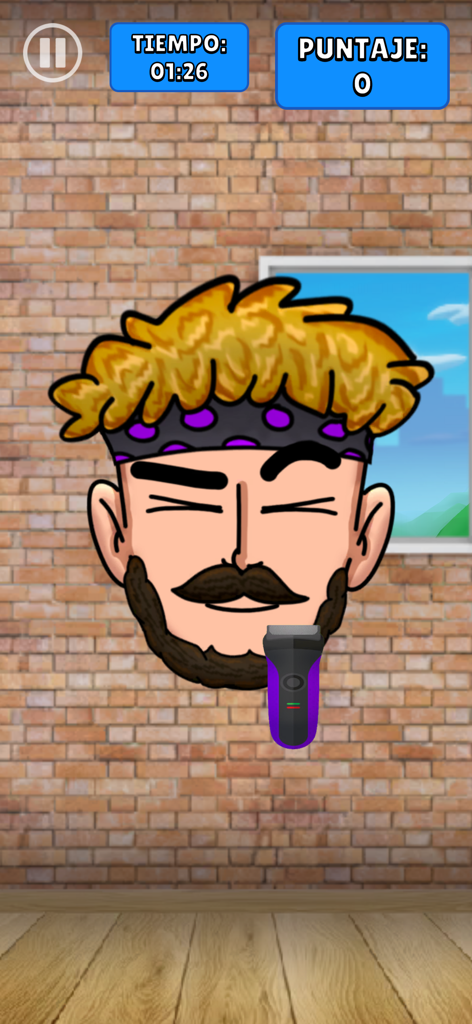 Benja Calero: DOU - Un personnage de dessin animé se rase la barbe avec un rasoir électrique dans un mini-jeu.