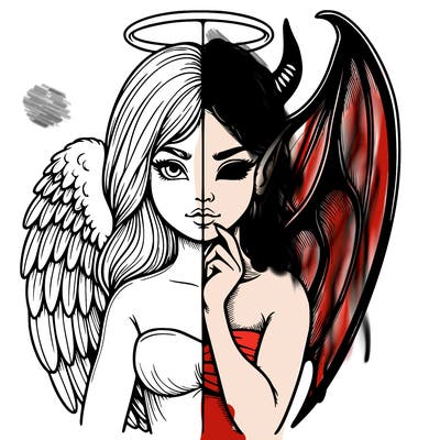 realistic angel half demon