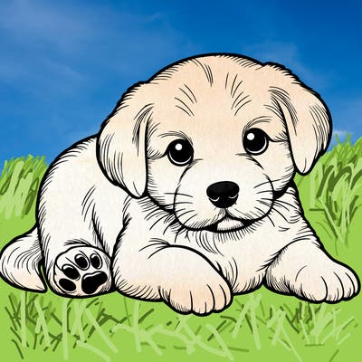 a cute realistic puppy