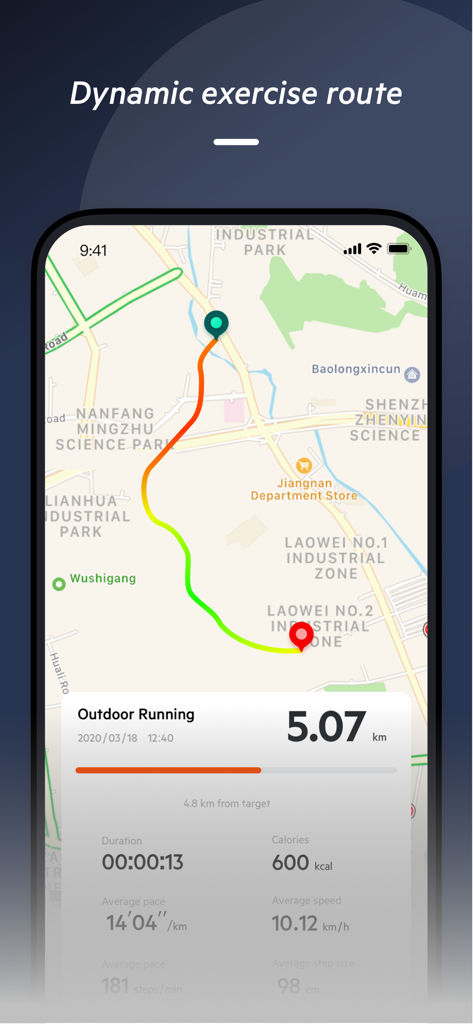 Dynamische Trainingsroute und Outdoor-Laufstatistiken in der belk watch App