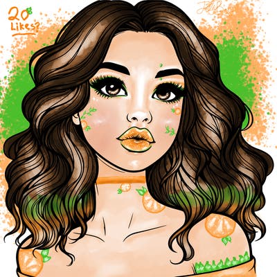 realistic girl with wavy hair and lips