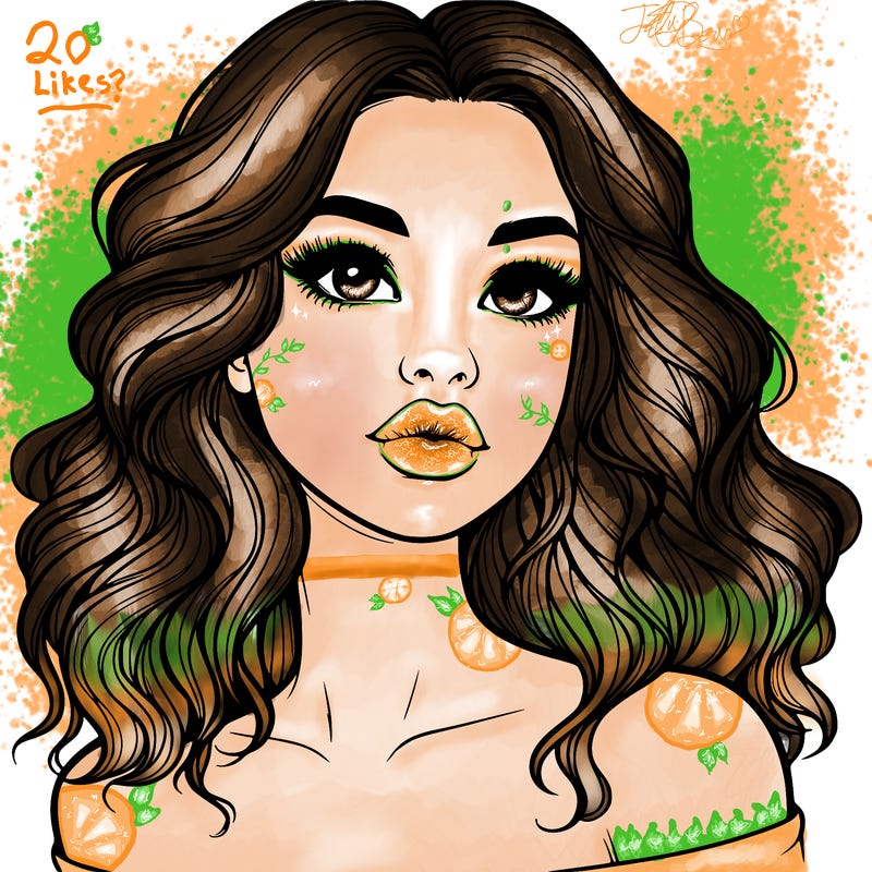 realistic girl with wavy hair and lips