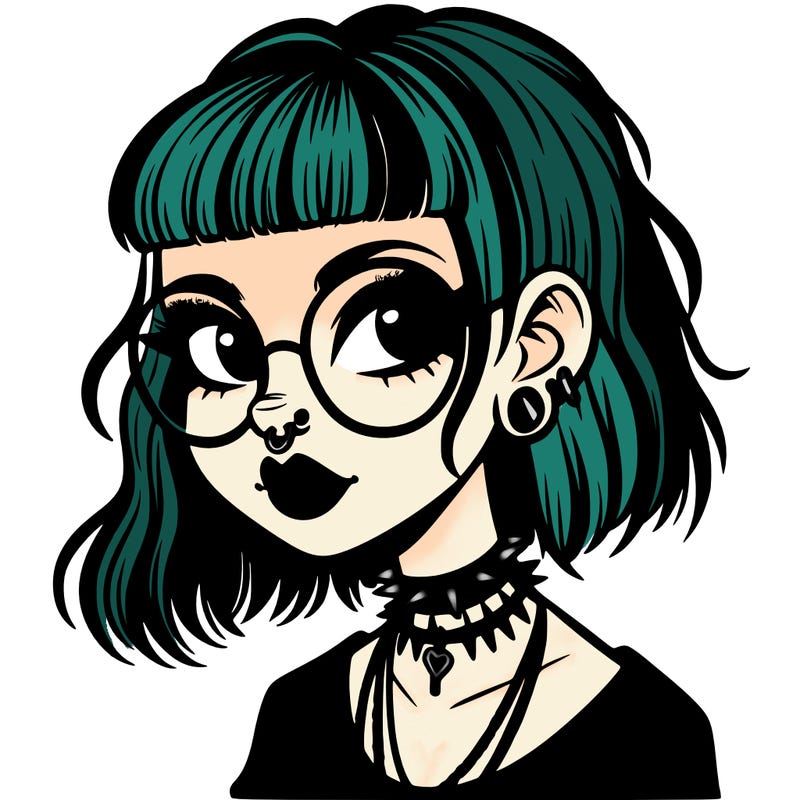 gothic girl with a mullet and glasses